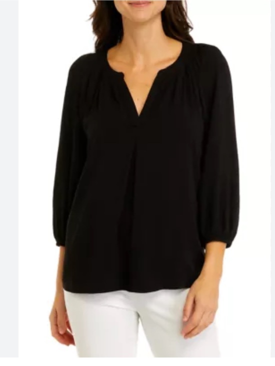 crown & ivy Tops - crown‎ & ivy Black Split-V Peasant Blouse- worn twice- great shape 64.50 retail